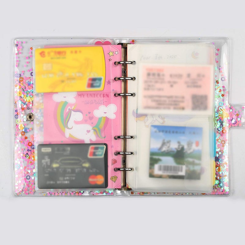 LeeLoon 32 Pcs Binder Pockets A6 Size 6 Holes Binder Zipper Pouch Folders for 6-Ring Notebook Binder Loose Leaf Bags, Waterproof PVC Pouch Document Filing Bags,Name Cards and Receipt - Image 5